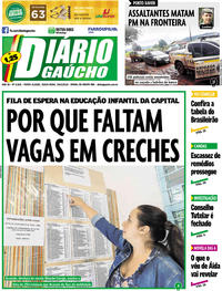 Capa do jornal Diário Gaúcho 26/04/2019
