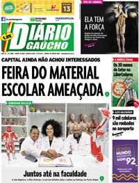 Capa do jornal Diário Gaúcho 27/02/2019