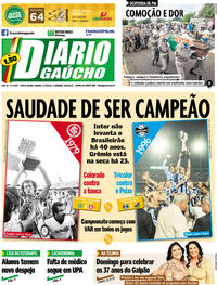 Capa do jornal Diário Gaúcho 27/04/2019