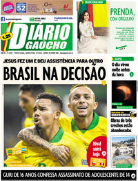 Capa do jornal Diário Gaúcho 03/07/2019