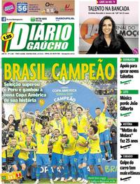 Capa do jornal Diário Gaúcho 08/07/2019