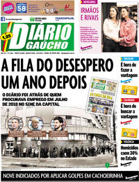 Capa do jornal Diário Gaúcho 10/07/2019