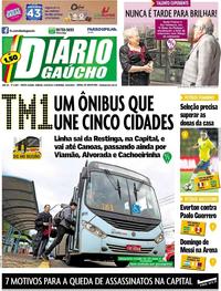 Capa do jornal Diário Gaúcho 22/06/2019