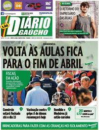 Capa do jornal Diário Gaúcho 01/04/2020