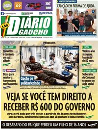 Capa do jornal Diário Gaúcho 02/04/2020
