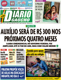 Capa do jornal Diário Gaúcho 02/09/2020
