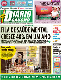 Capa do jornal Diário Gaúcho 02/10/2020