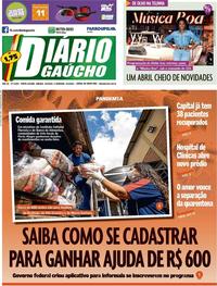 Capa do jornal Diário Gaúcho 04/04/2020