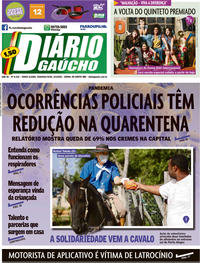 Capa do jornal Diário Gaúcho 06/04/2020