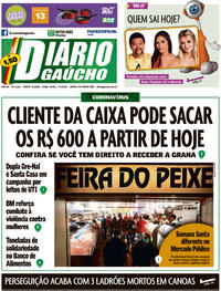 Capa do jornal Diário Gaúcho 07/04/2020