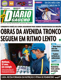 Capa do jornal Diário Gaúcho 08/05/2020