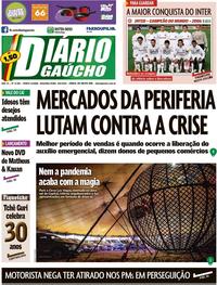 Capa do jornal Diário Gaúcho 08/06/2020