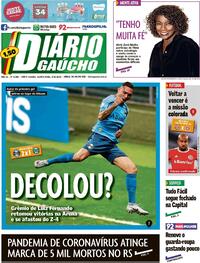 Capa do jornal Diário Gaúcho 08/10/2020