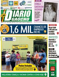 Capa do jornal Diário Gaúcho 08/12/2020