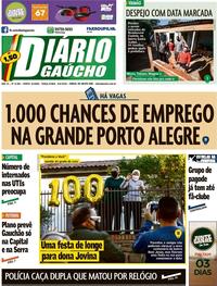 Capa do jornal Diário Gaúcho 09/06/2020