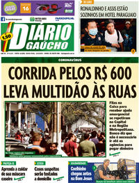 Capa do jornal Diário Gaúcho 10/04/2020