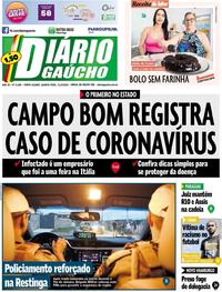Capa do jornal Diário Gaúcho 11/03/2020