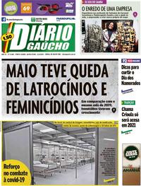 Capa do jornal Diário Gaúcho 11/06/2020