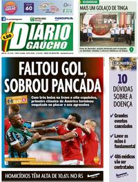 Capa do jornal Diário Gaúcho 13/03/2020