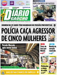 Capa do jornal Diário Gaúcho 14/01/2020