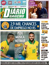Capa do jornal Diário Gaúcho 14/10/2020