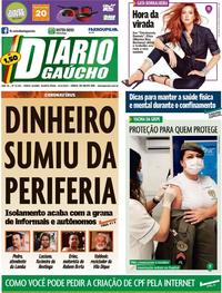Capa do jornal Diário Gaúcho 15/04/2020