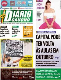 Capa do jornal Diário Gaúcho 15/09/2020