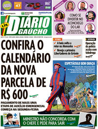 Capa do jornal Diário Gaúcho 16/05/2020