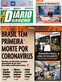 Capa do jornal Diário Gaúcho 18/03/2020