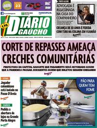 Capa do jornal Diário Gaúcho 18/04/2020