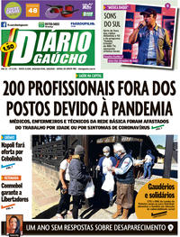 Capa do jornal Diário Gaúcho 18/05/2020
