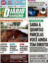 Capa do jornal Diário Gaúcho 18/09/2020