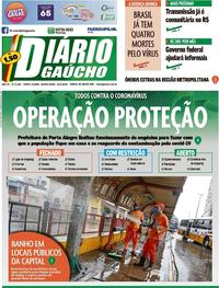 Capa do jornal Diário Gaúcho 19/03/2020