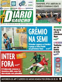 Capa do jornal Diário Gaúcho 19/11/2020