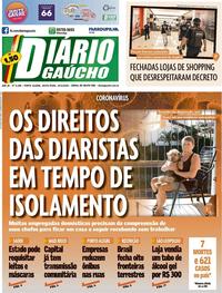 Capa do jornal Diário Gaúcho 20/03/2020