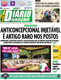 Capa do jornal Diário Gaúcho 21/01/2020