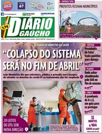 Capa do jornal Diário Gaúcho 21/03/2020