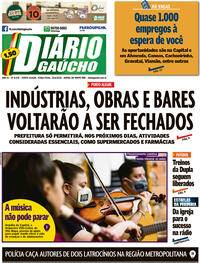 Capa do jornal Diário Gaúcho 23/06/2020