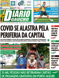 Capa do jornal Diário Gaúcho 23/12/2020
