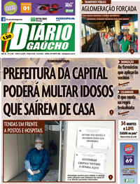 Capa do jornal Diário Gaúcho 24/03/2020