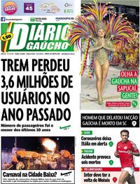 Capa do jornal Diário Gaúcho 25/02/2020