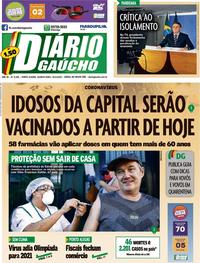 Capa do jornal Diário Gaúcho 25/03/2020