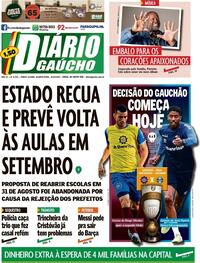 Capa do jornal Diário Gaúcho 26/08/2020