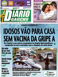 Capa do jornal Diário Gaúcho 27/03/2020