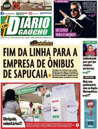 Capa do jornal Diário Gaúcho 28/08/2020