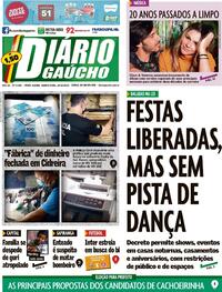 Capa do jornal Diário Gaúcho 28/10/2020