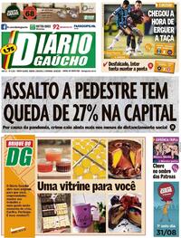 Capa do jornal Diário Gaúcho 29/08/2020