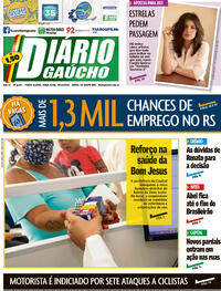 Capa do jornal Diário Gaúcho 29/12/2020