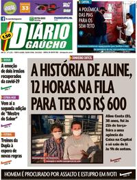 Capa do jornal Diário Gaúcho 30/04/2020
