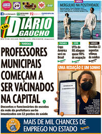 Capa do jornal Diário Gaúcho 01/06/2021